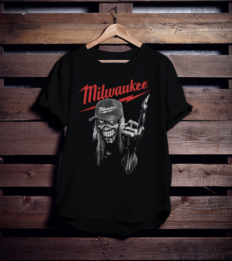 Milwaukee Skeleton With Cap And Lightning Bolt T-Shirt