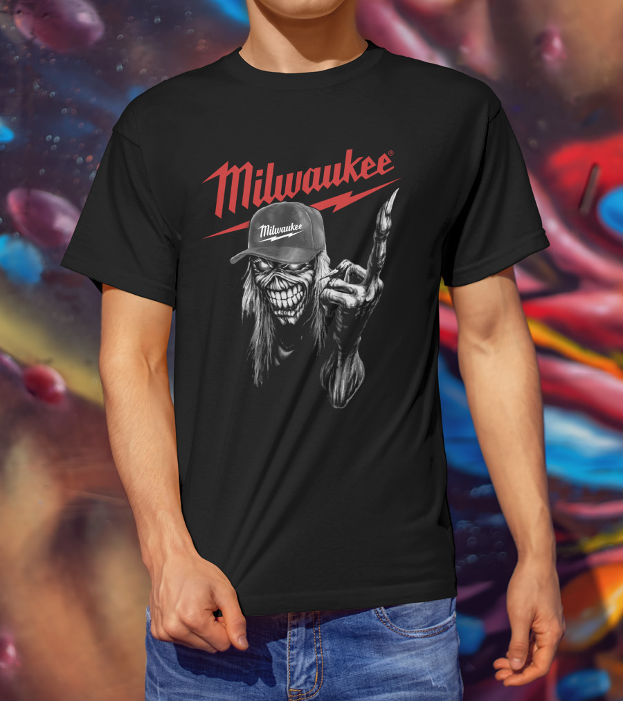Milwaukee Skeleton With Cap And Lightning Bolt T-Shirt