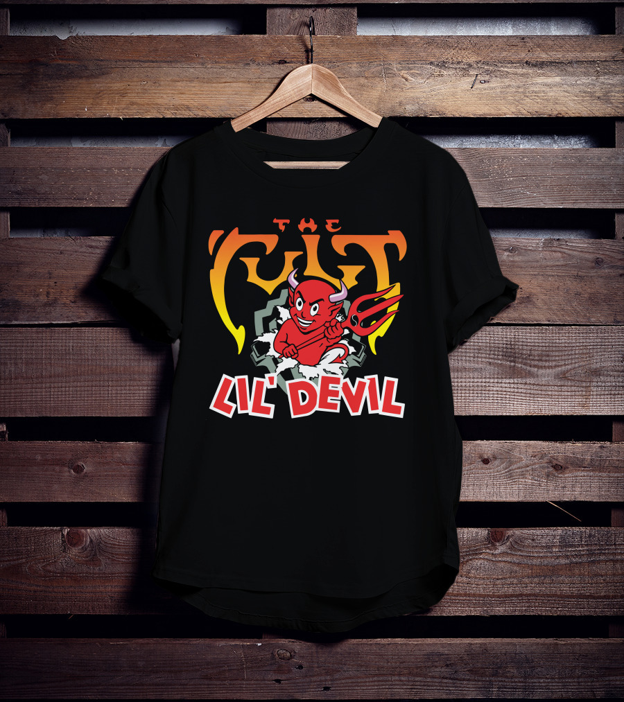 The Cult Lil' Devil Iconic Red Character With Pitchfork T-Shirt