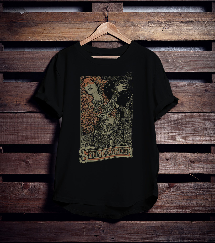 Soundgarden Psychedelic Art Nouveau Style Mystical Woman And Cosmic T-Shirt