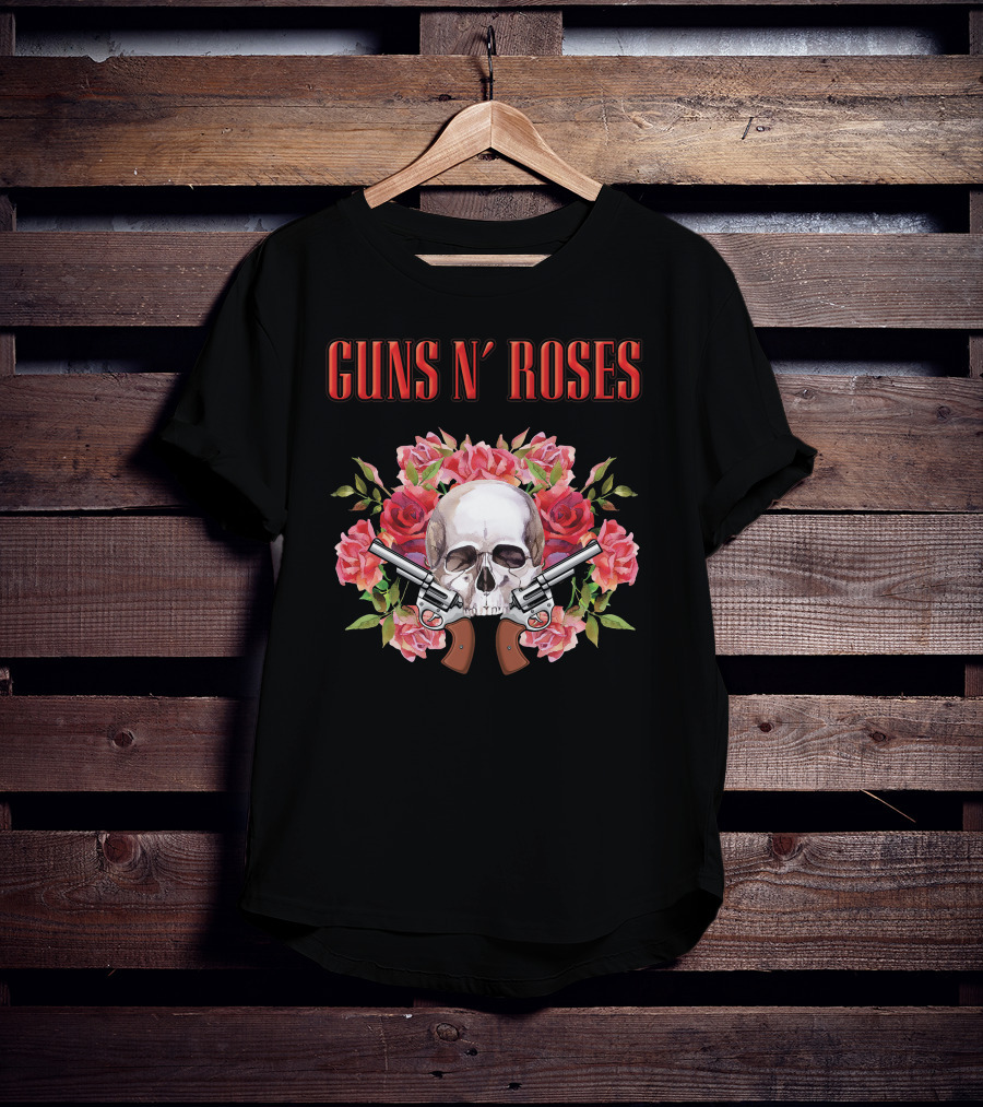 Guns N' Roses Greatest Hits Live On Air Skull Roses Pistols T-Shirt