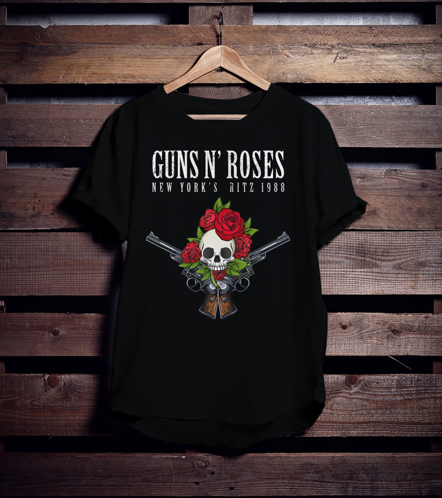 Guns N' Roses New York's Ritz 1988 Skull Roses Pistols T-Shirt