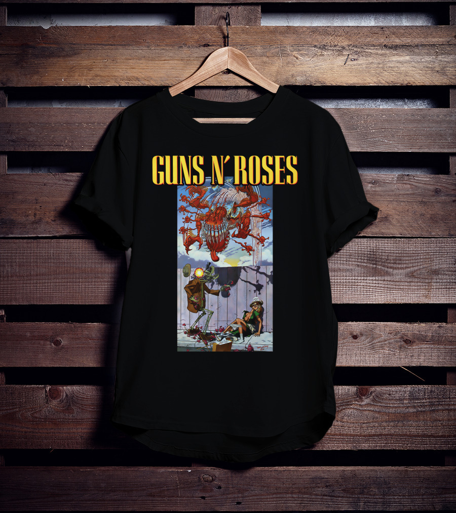 Guns N' Roses Illustrative Scene Featuring Intricate Characters And Dynamic Elements T-Shirt