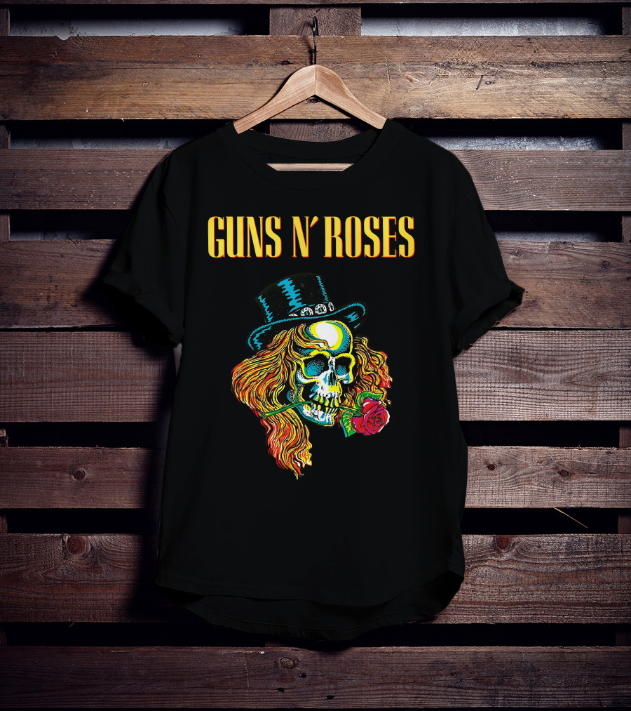 Guns N' Roses Skull With Hat And Rose T-Shirt