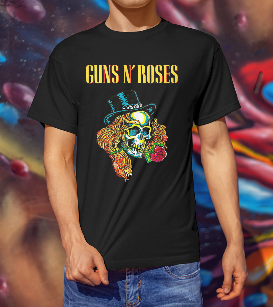 Guns N' Roses Skull With Hat And Rose T-Shirt