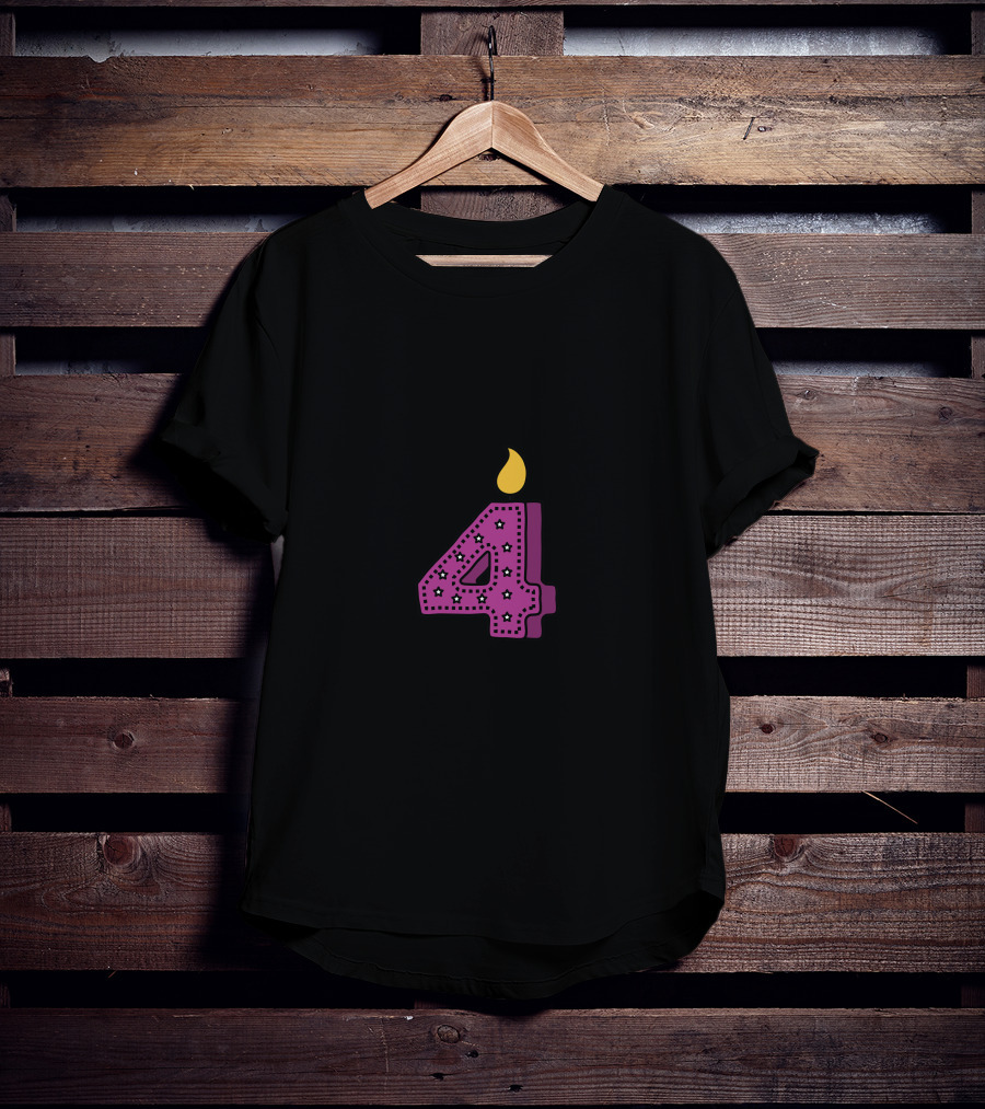 Four Pink Candle With Stars And Flame T-Shirt