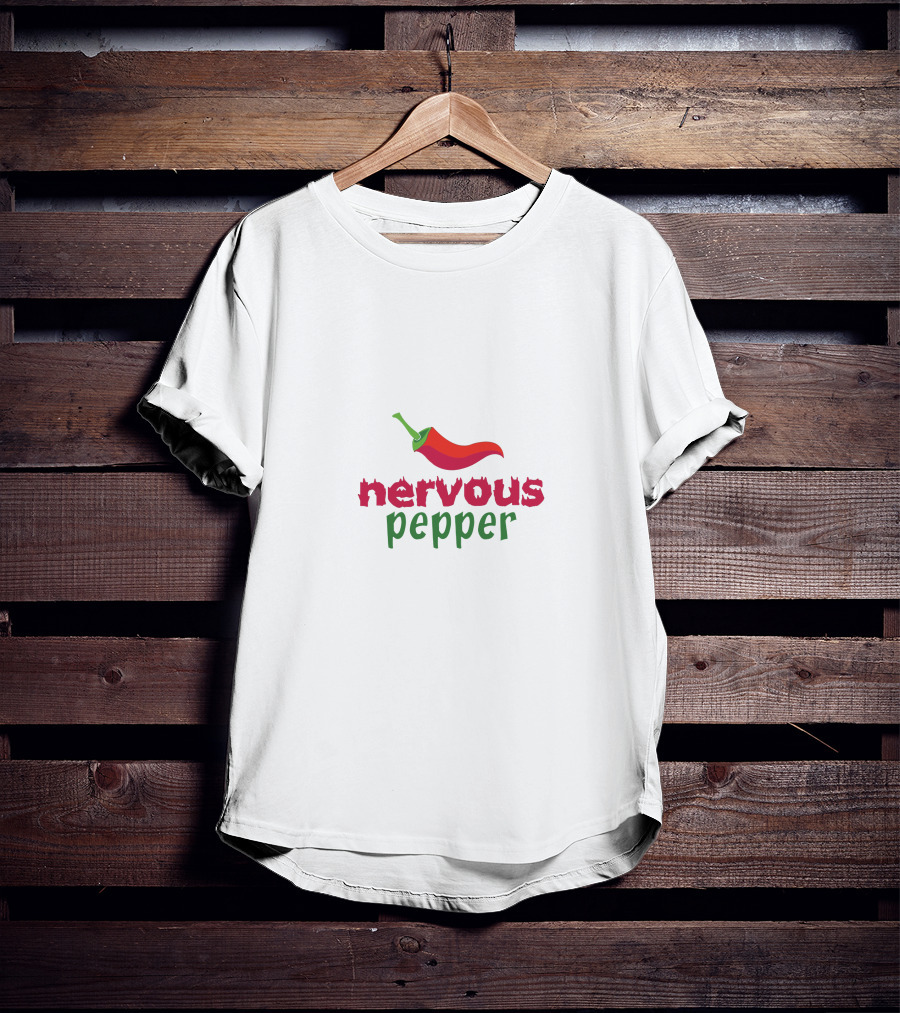 Nervous Pepper Red Chili Drawing T-Shirt