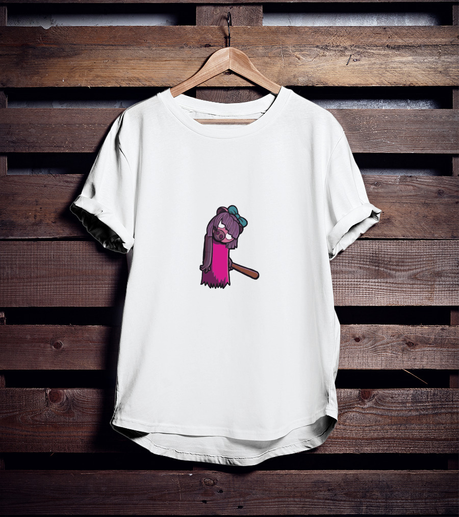 Kindly Keyin Bat-Wielding Purple Bear Character T-Shirt