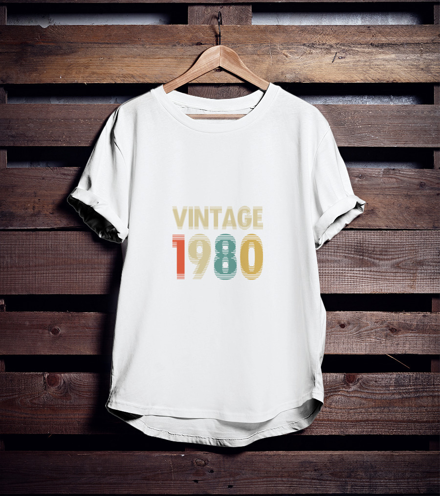 VINTAGE 1980 Retro Striped Numbers T-Shirt