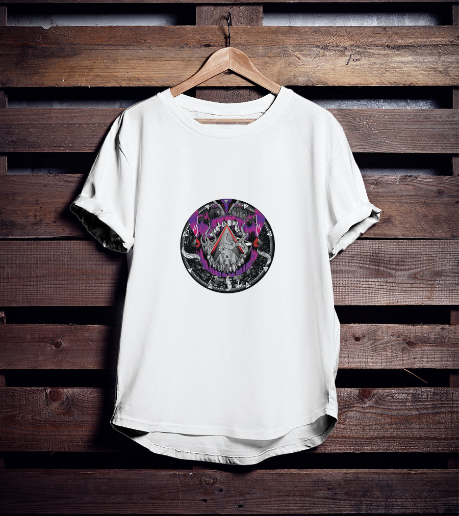 EPROM Psychedelic Triangle And Serpent Pattern With Purple And Black Elements T-Shirt