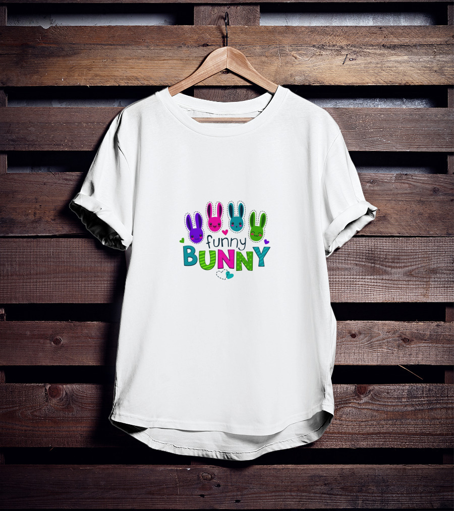 Funny Bunny Colorful Cute Rabbits Hearts Playful T-Shirt