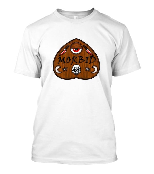 Morbid Podcast Wood Ouija Skull Knives Crescent Moon T-Shirt