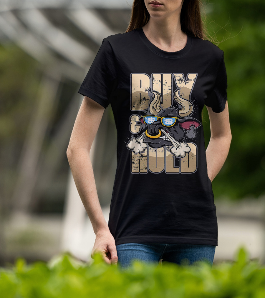 Buy And Hold Bull Head With Dollar Signs IN Sunglasses T-Shirt
