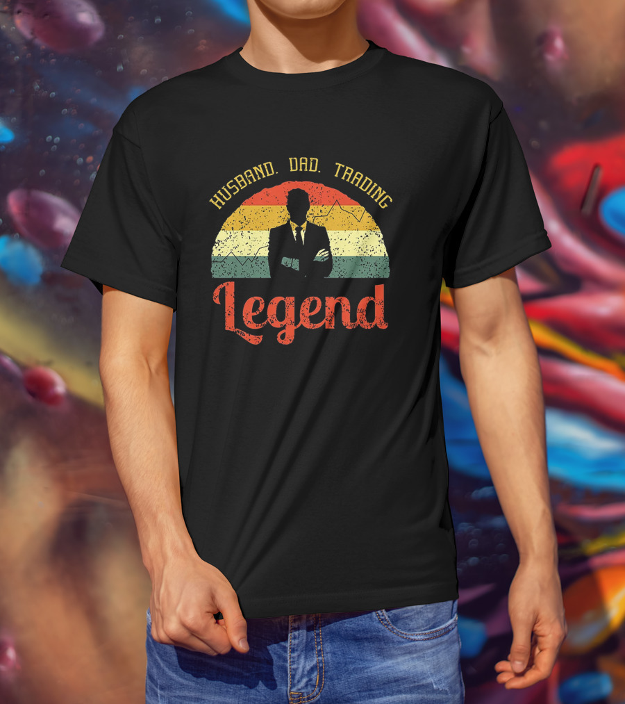 Husband Dad Trading Legend Vintage Style Silhouette Day Trader Investor T-Shirt