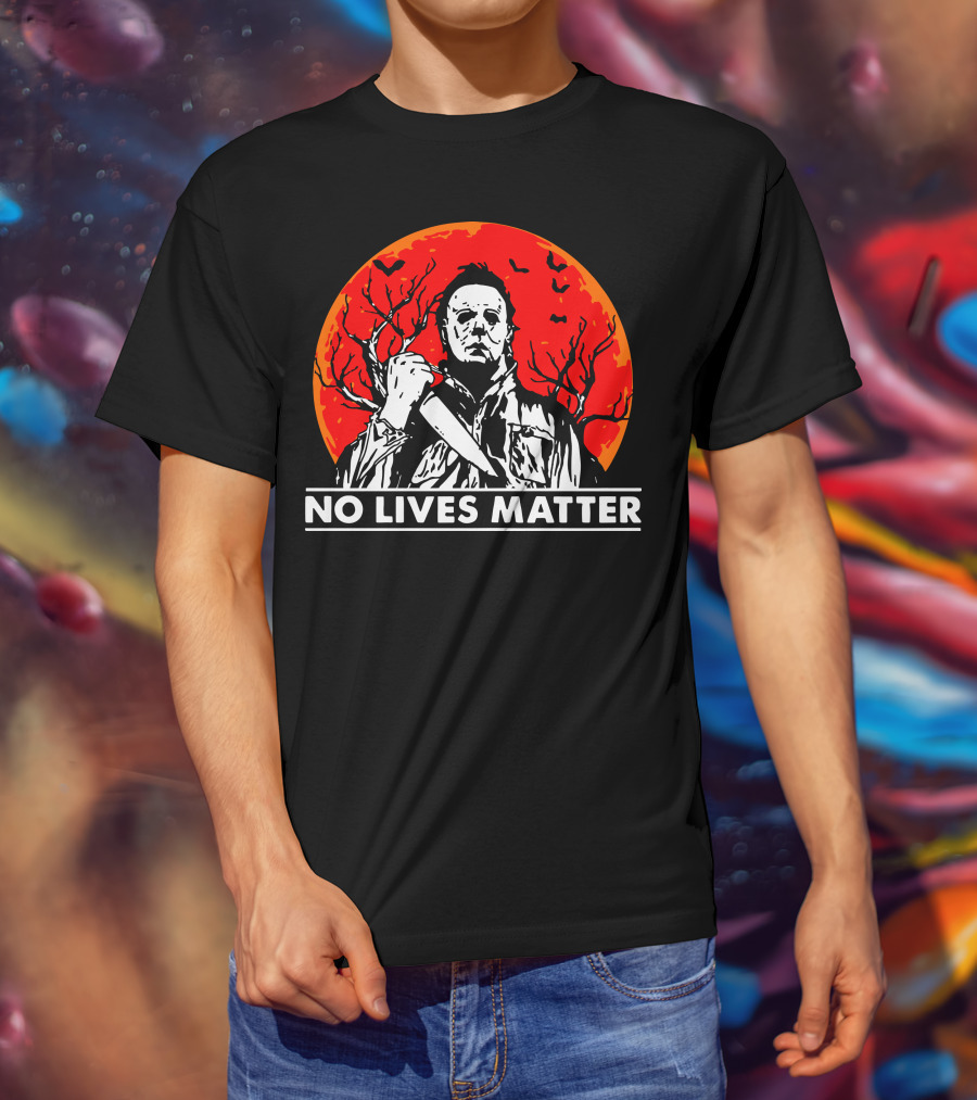 No Lives Matter Michael Myers Halloween Moon Knife Red Full Moon T-Shirt