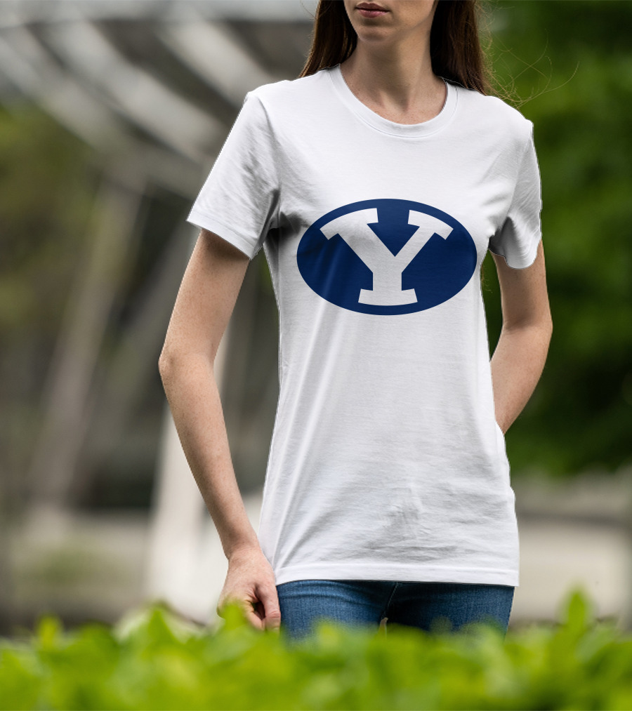Brigham Young Cougars Y Logo Blue Oval T-Shirt