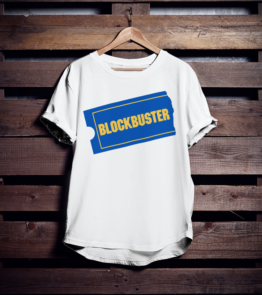 Blockbuster Blue Ticket Logo Nostalgia T-Shirt