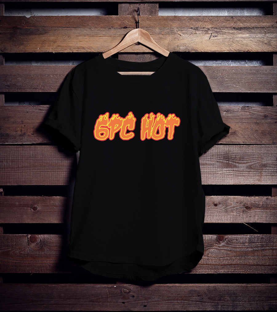 6pc Hot Logo 6lack Merch Fiery Text T-Shirt