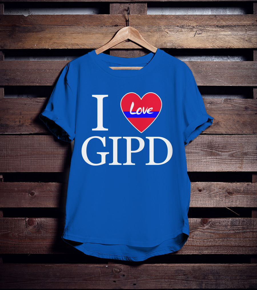 I Love GIPD Heart Symbol Blue Background T-Shirt