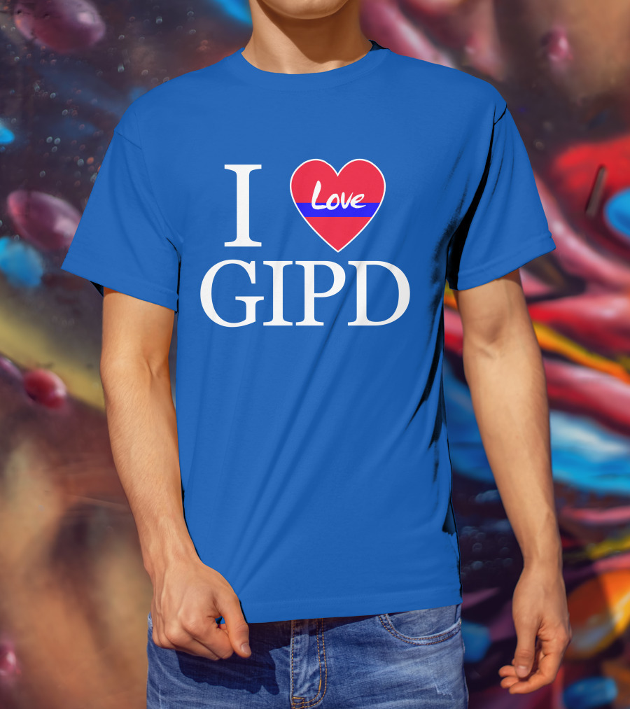 I Love GIPD Heart Symbol Blue Background T-Shirt