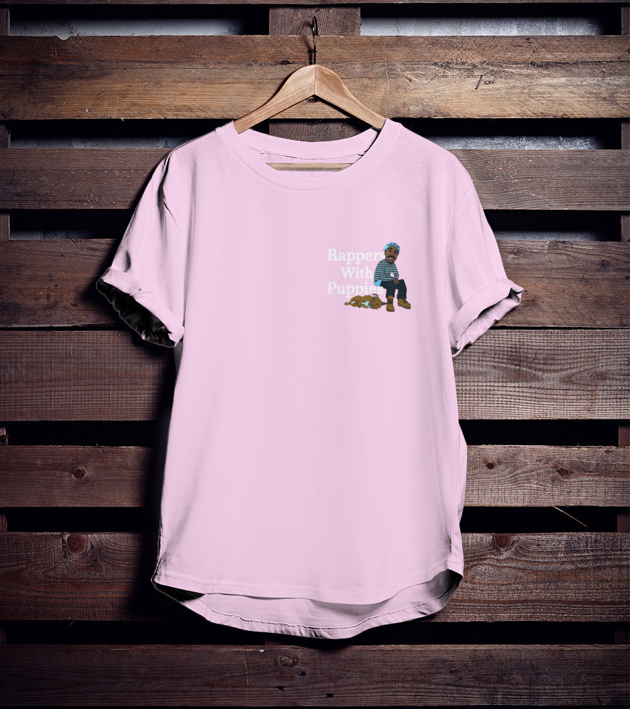 Rappers With Puppies Zumiez Pink Background Beanie And Boots T-Shirt