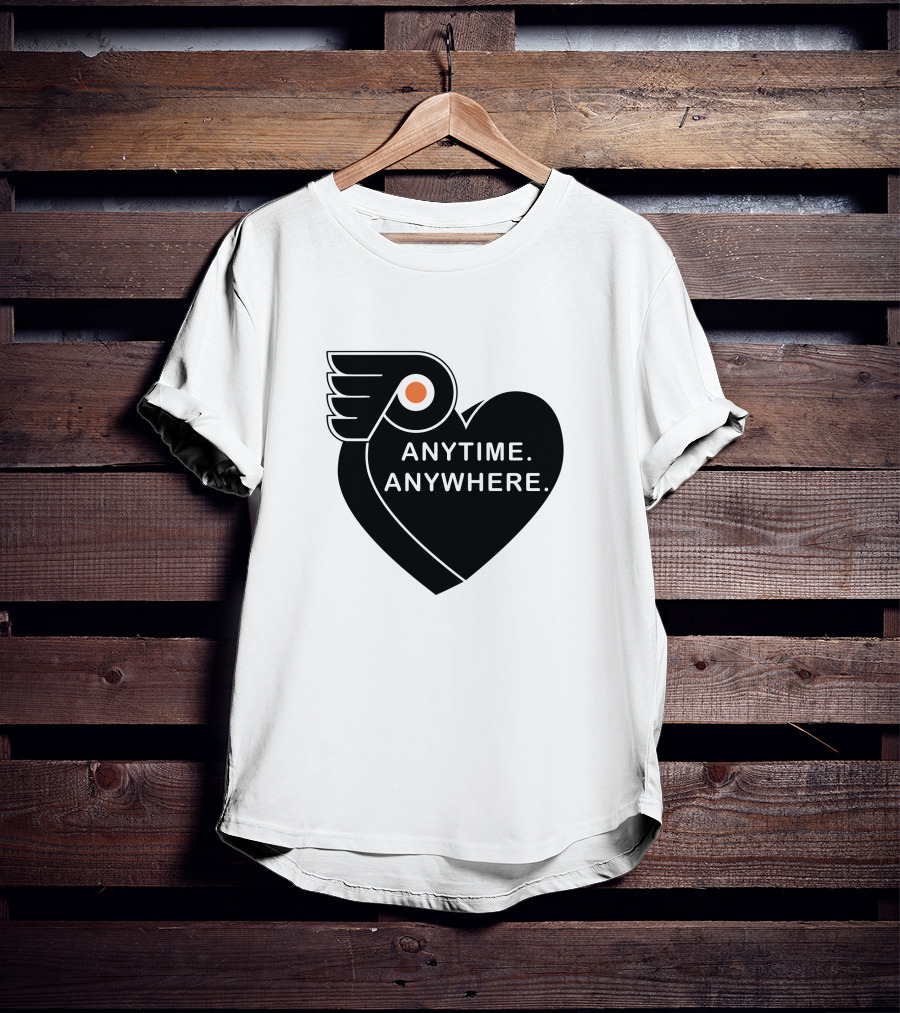 Philadelphia Flyers X Amberella Collaboration Anytime Anywhere Heart T-Shirt