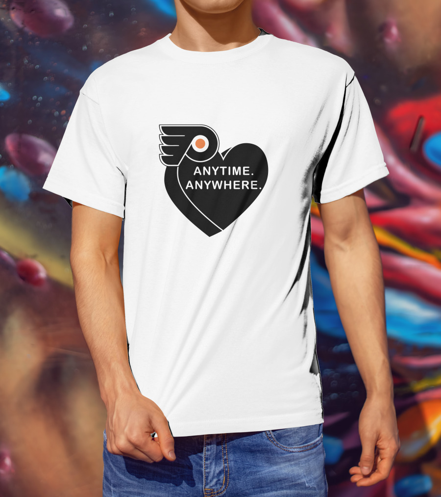 Philadelphia Flyers X Amberella Collaboration Anytime Anywhere Heart T-Shirt