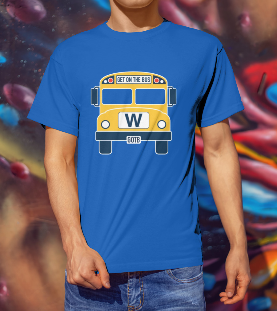 Cubs GOTB Blue And Yellow Bus W Get On The Bus T-Shirt