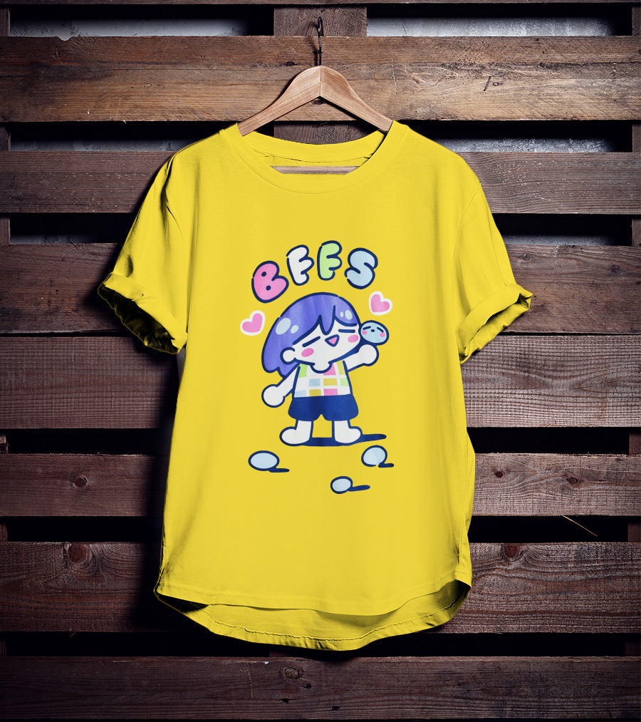 Omocat Omori Kel BFFS Purple Hair Colorful Hearts T-Shirt