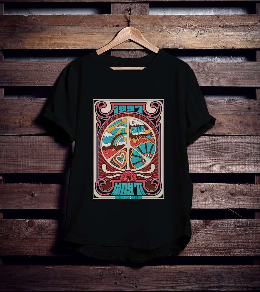 1997 Peace Love May 7 Newport Beach T-Shirt