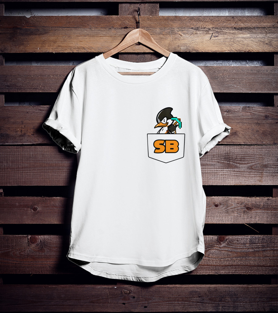 SB737 Penguin With Pickaxe Fake Pocket T-Shirt