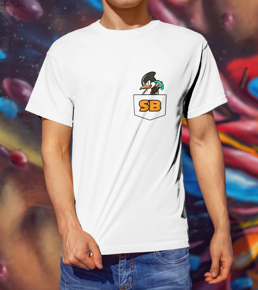 SB737 Penguin With Pickaxe Fake Pocket T-Shirt