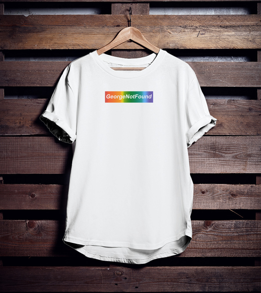 GeorgeNotFound Rainbow Pride Text With Colorful Gradient Background T-Shirt