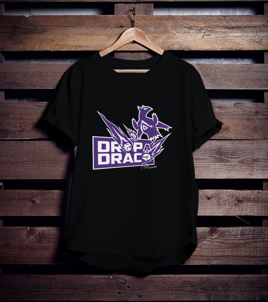 Tempo Pokeaim DropaDraco Remaster Logo With Purple And White Dragon Elements T-Shirt