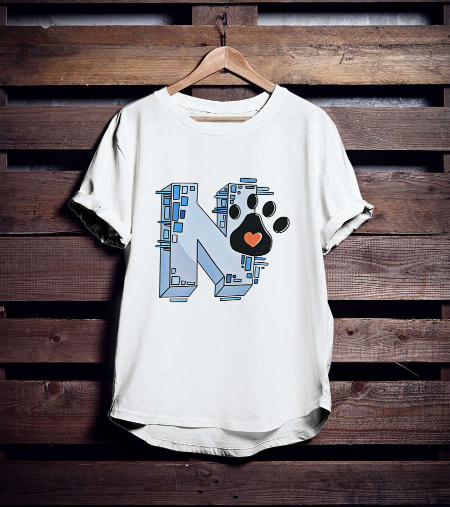 Noelle's Merch Store Initial N With Paw Print And Heart T-Shirt