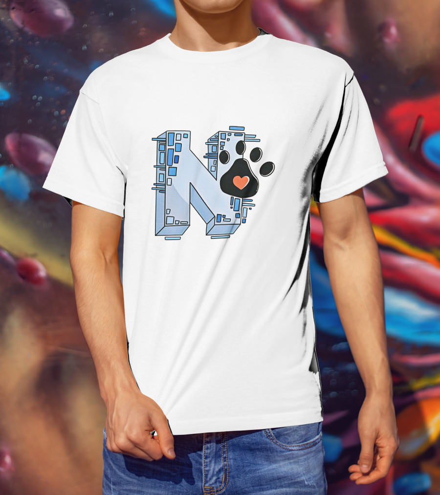 Noelle's Merch Store Initial N With Paw Print And Heart T-Shirt