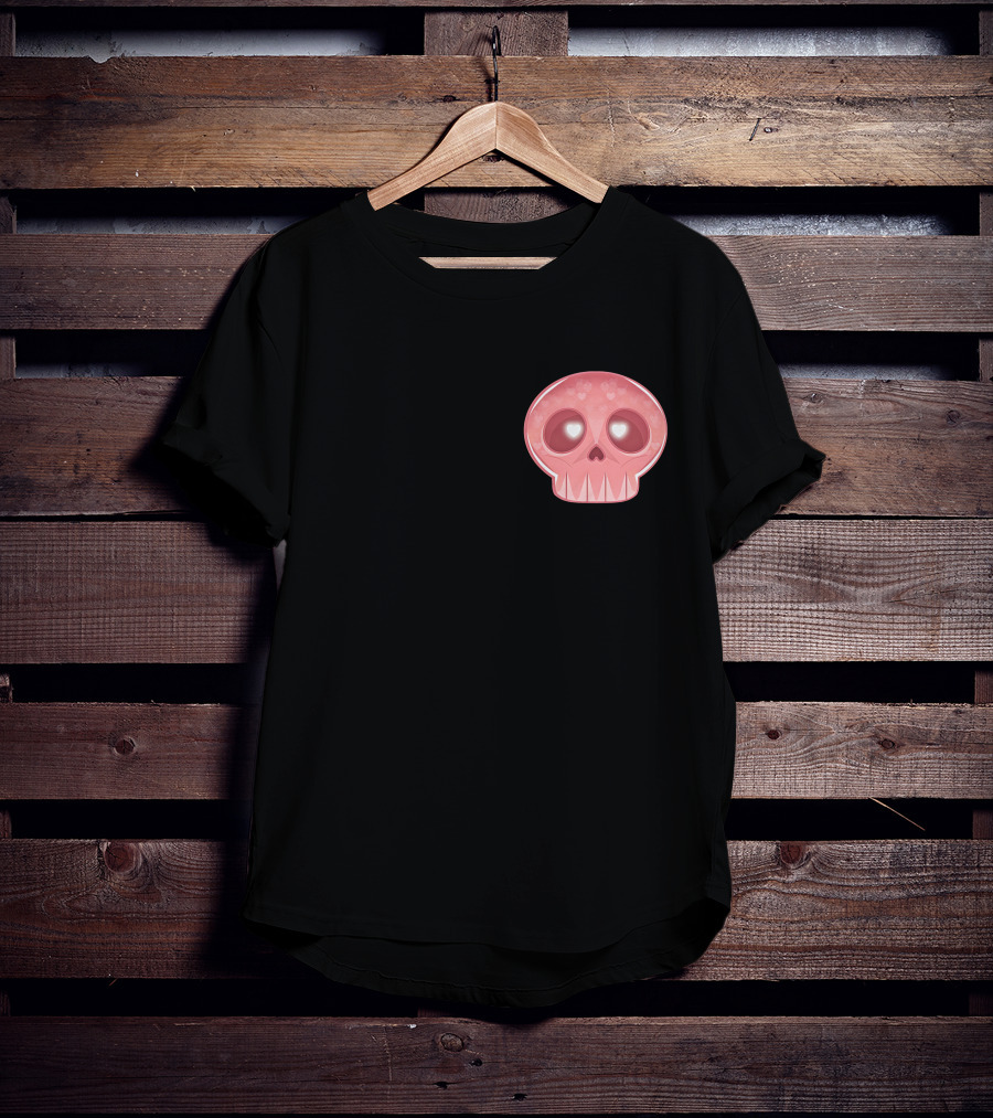 Shop The LukeIsDeaddd Merch Store Pink Heart-Eyed Skull T-Shirt
