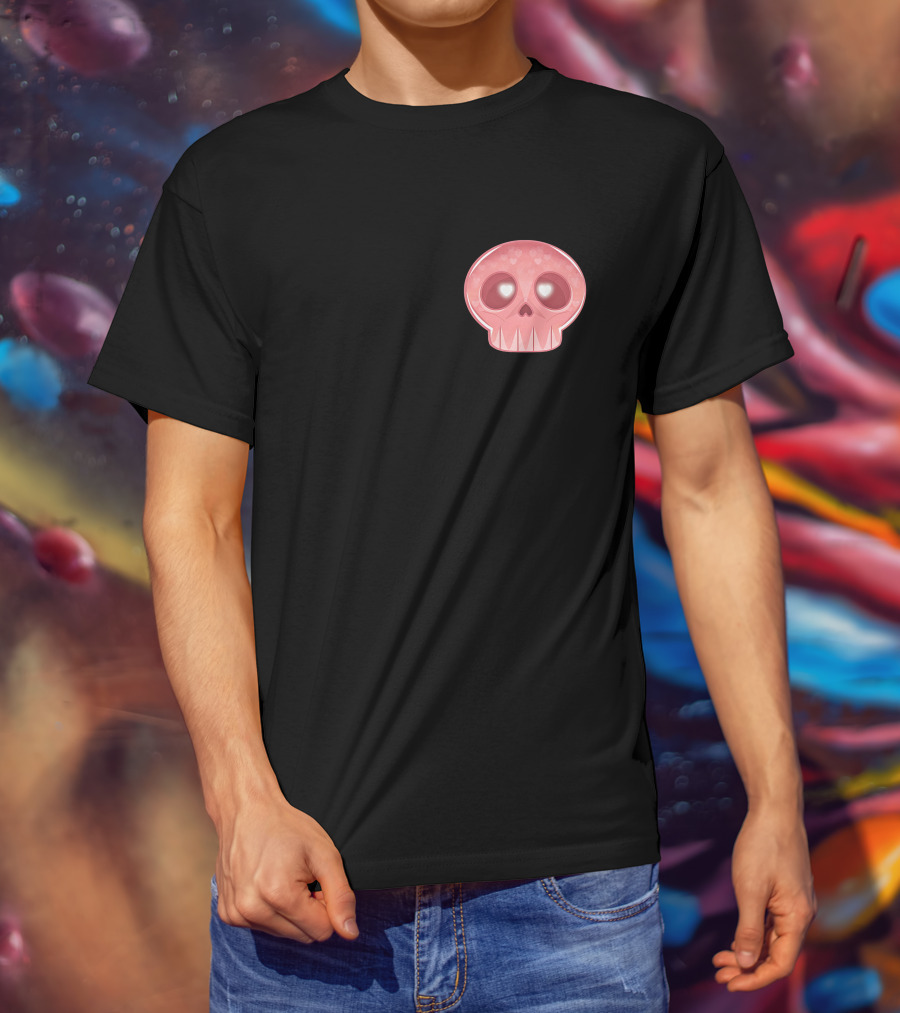 Shop The LukeIsDeaddd Merch Store Pink Heart-Eyed Skull T-Shirt