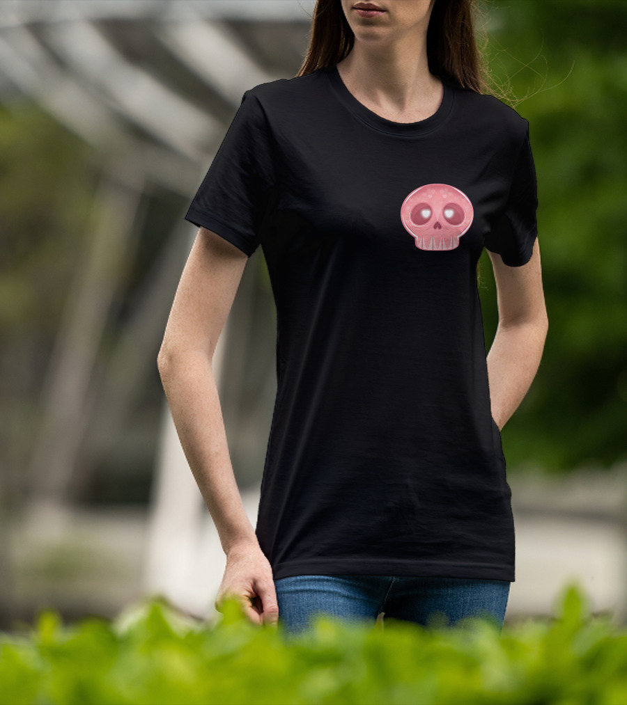 Shop The LukeIsDeaddd Merch Store Pink Heart-Eyed Skull T-Shirt