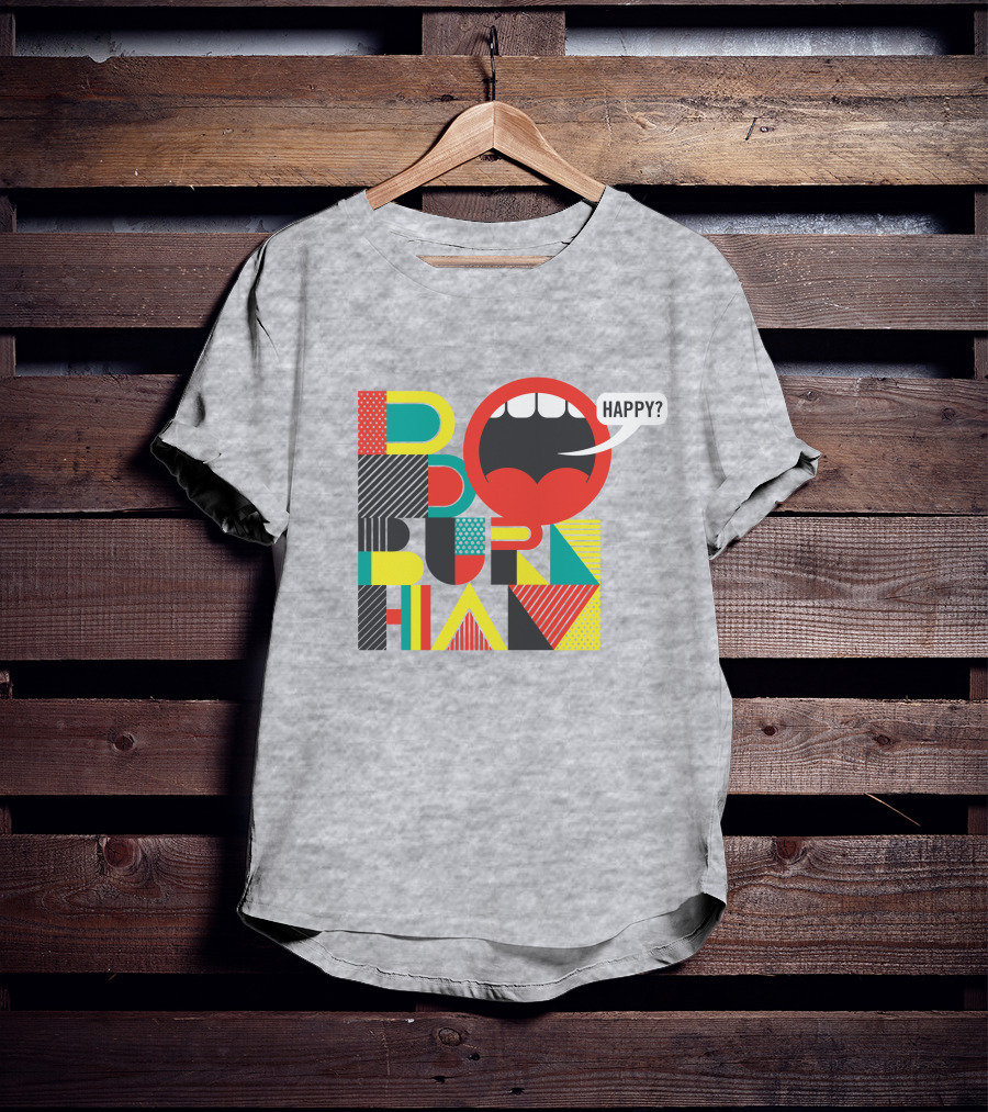 Bo Burnham Happy Mouth Pattern Text T-Shirt