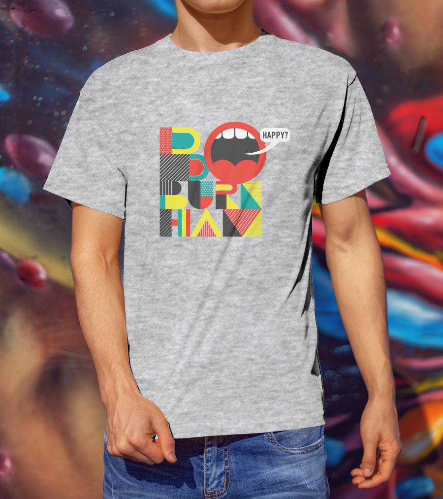 Bo Burnham Happy Mouth Pattern Text T-Shirt