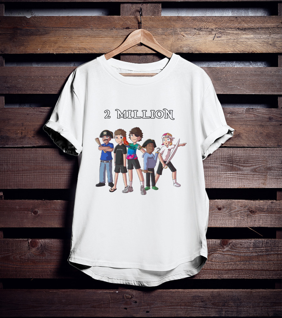 2 Million Subscribers Baylen Levine Celebrate With Animated Characters T-Shirt