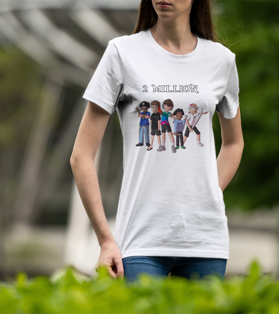 2 Million Subscribers Baylen Levine Celebrate With Animated Characters T-Shirt