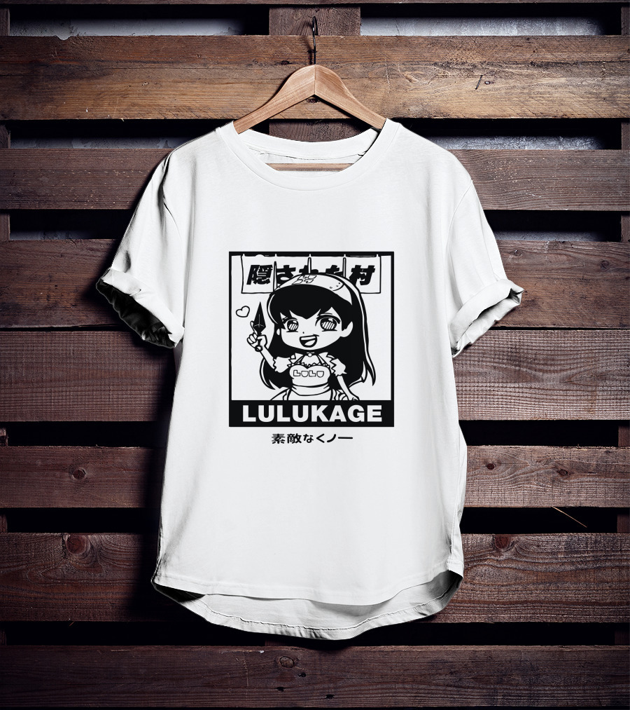 Lulukage Anime Character With Knife And Heart Symbol In Japanese T-Shirt