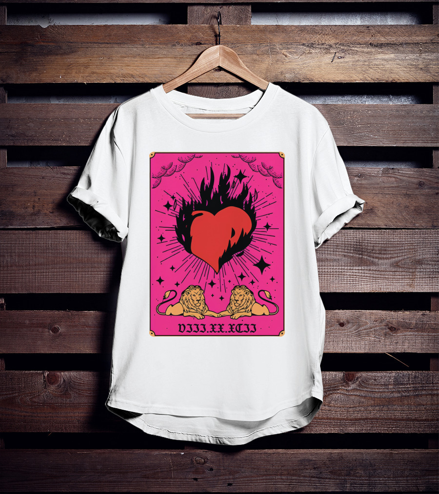 Demi Lovato Burning Heart Pink Lions VIII.XX.XCII T-Shirt