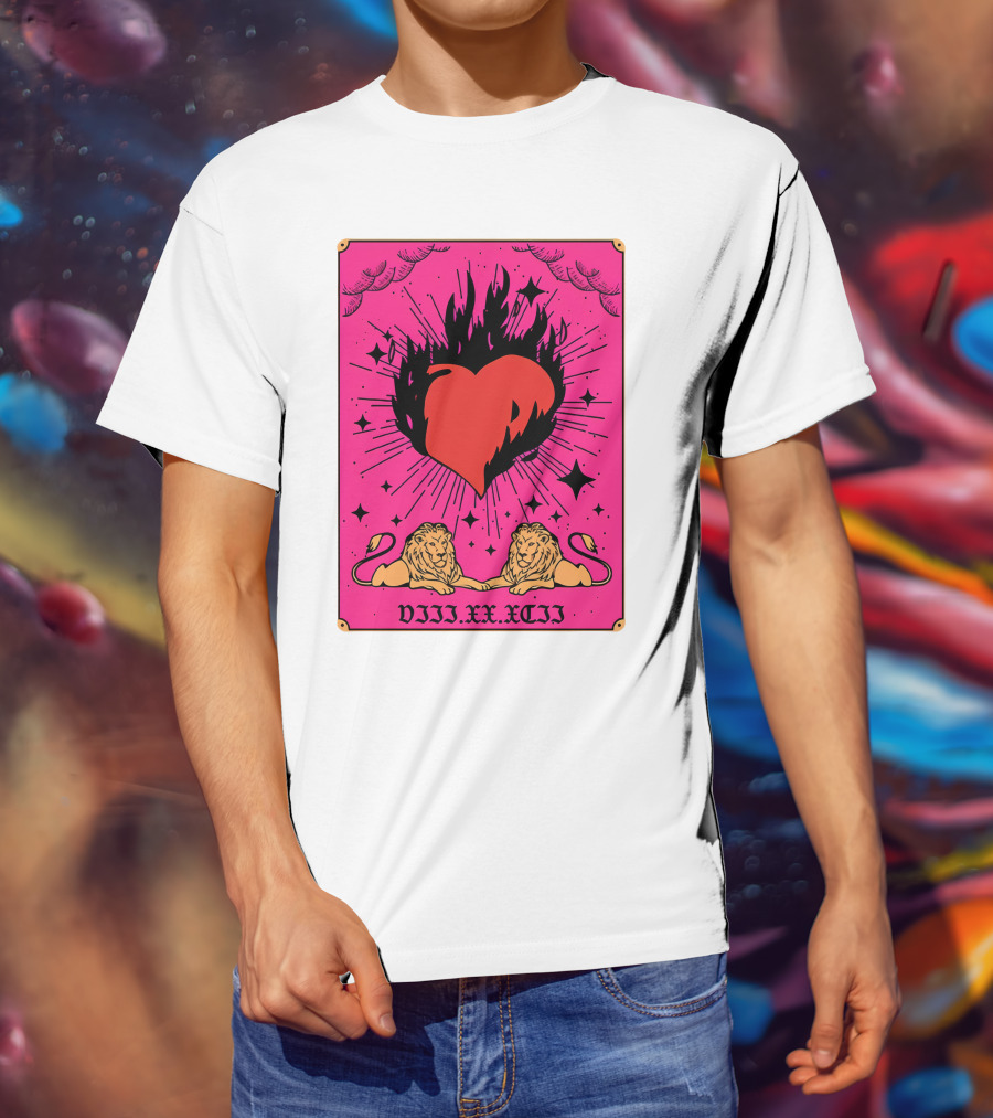 Demi Lovato Burning Heart Pink Lions VIII.XX.XCII T-Shirt