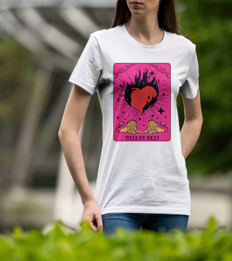 Demi Lovato Burning Heart Pink Lions VIII.XX.XCII T-Shirt