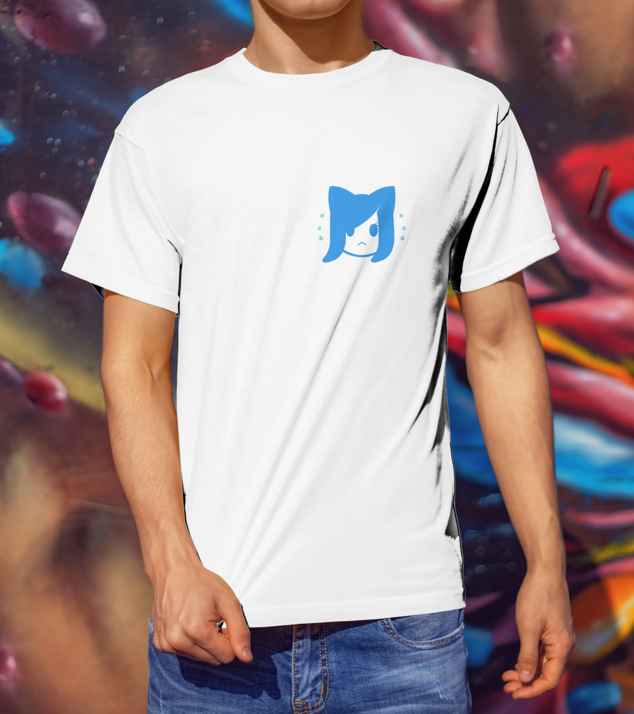 Akidearest Merch Aki Blue Hair Character Face With Stars T-Shirt