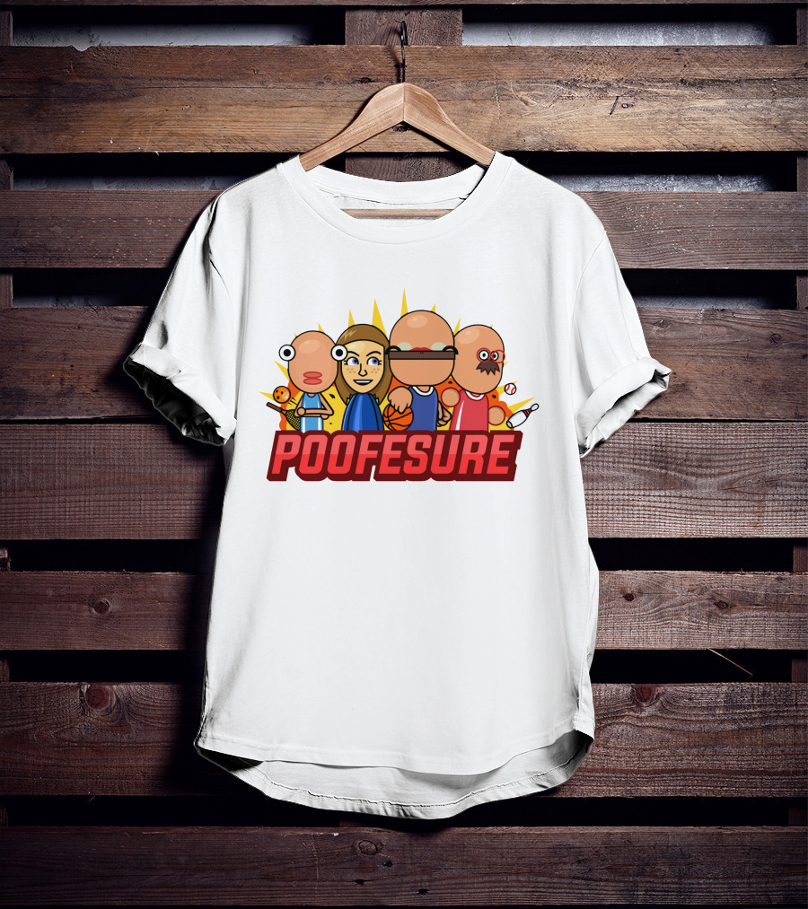 Poofesure Cartoon Characters Baseball Bowling Basketball Gaming Collection T-Shirt