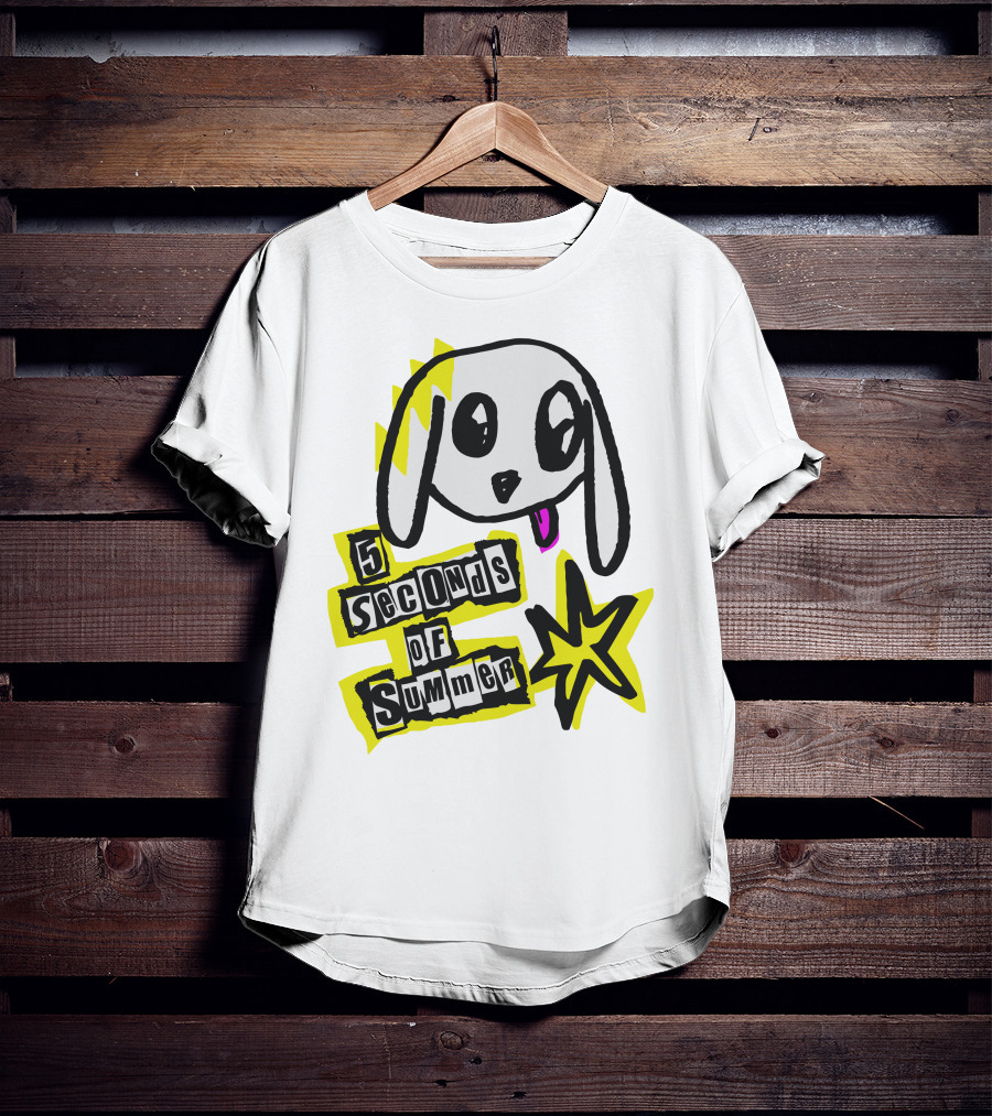 5 Seconds Of Summer 5SOS Merch Anarchy Dog With Star Punk T-Shirt